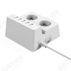 EU Plug Power Socket 2 AC Outlets Extension with 5 USB Charger Surge Protector 1.5M EU Plug Power Socket 2 AC Outlets Extension with 5 USB Charger Surge Protector 1.5M