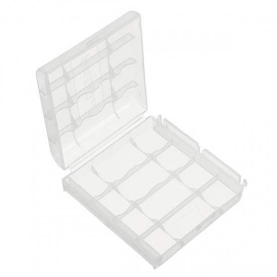 Palo Plastic Transparent White 4pcs AA AAA Battery Case Holder Storage Box
