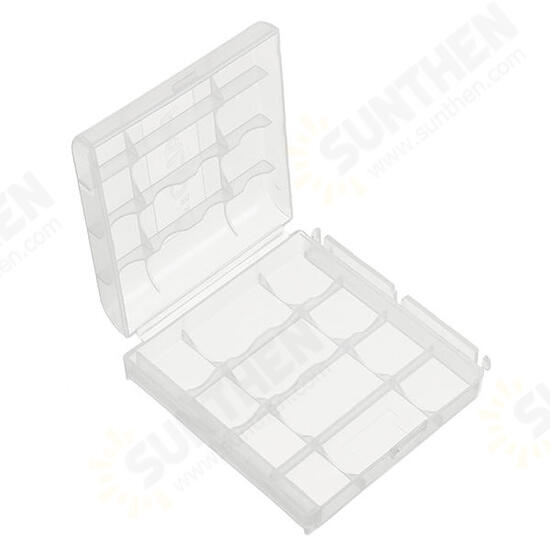 Palo Plastic Transparent White 4pcs AA AAA Battery Case Holder Storage Box