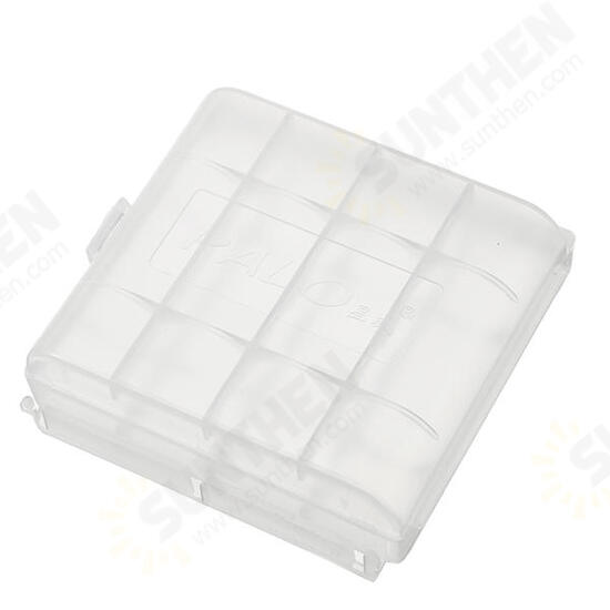 Palo Plastic Transparent White 4pcs AA AAA Battery Case Holder Storage Box