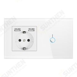 Touch Sensor Switch with Socket with USB Crystal Glass Panel 110-250V 16A Wall Socket with Light Switch Touch Sensor Switch with Socket with USB Crystal Glass Panel 110-250V 16A Wall Socket with Light Switch