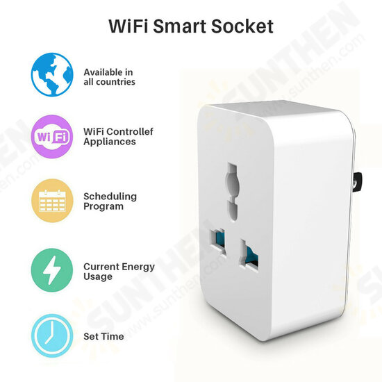 Wifi bluetooth Socket 10A 15A Switch Plug APP Control Timing Function Power Saving Remind Smart Sensor