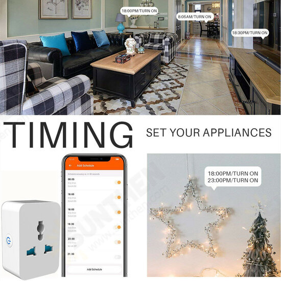 Wifi bluetooth Socket 10A 15A Switch Plug APP Control Timing Function Power Saving Remind Smart Sensor