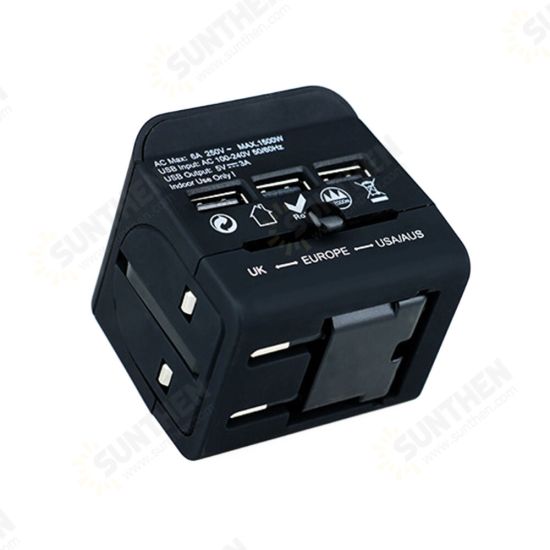 LE-07 Multi-function USB Conversion Plug Conversion Socket 3 USB Port Global Multi Country Converter EU / US / AU / UK Plug USB Connector