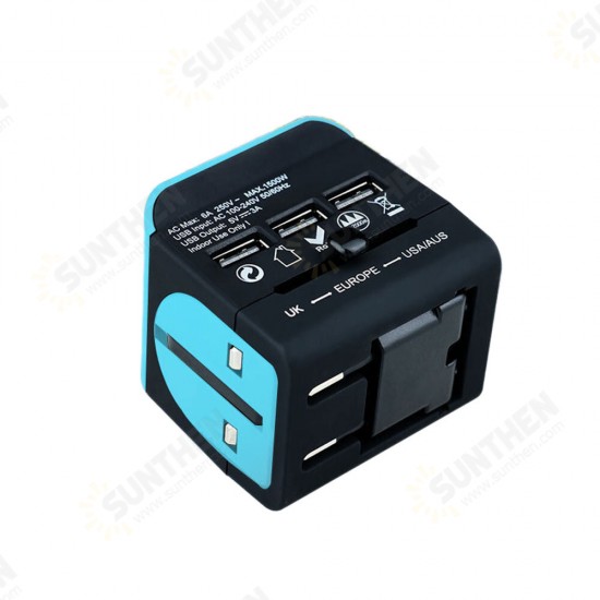 LE-07 Multi-function USB Conversion Plug Conversion Socket 3 USB Port Global Multi Country Converter EU / US / AU / UK Plug USB Connector