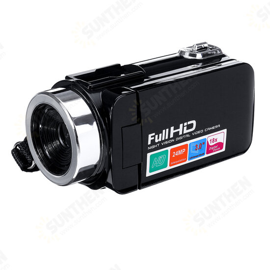 4K Full HD 1080P 24MP 18X Zoom 3 Inch LCD Digital Camcorder Video DV Camera 5.0MP CMOS Sensor for YouTube Vlogging