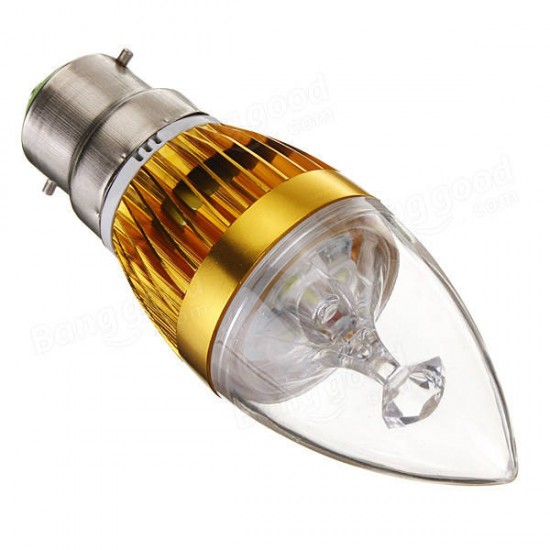 Dimmable B22 3W 220V White Warm White LED Candle Bulb Golden Shell Lamp
