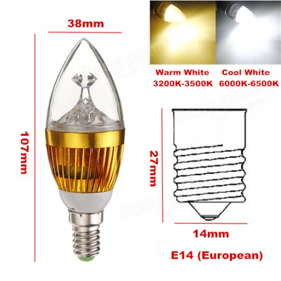 Dimmable E14 6W LED White Warm White LED Candle Light Bulb 220V