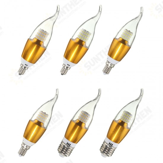 Dimmable E27 E14 E12 60 SMD 3014 580LM LED Candle Bulb Golden Glass Warm White White Lamp AC 110V