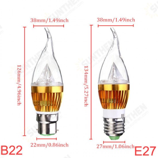 Dimmable E27 E14 E12 B22 4.5W 220V LED Chandelier Candle Light Bulb