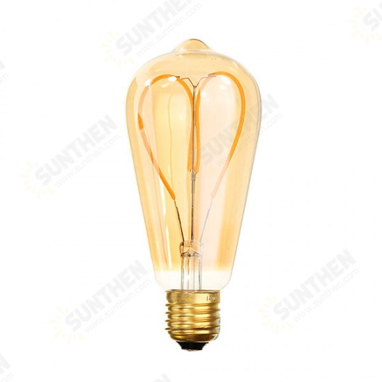 E27 6W Dimmable ST64 G125 Warm White Soft Filament LED Light Bulb for Holiday AC220V