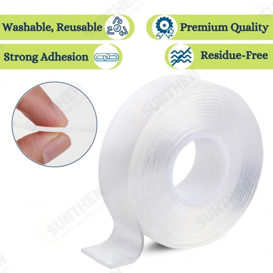 1M/2M/5M 1*30mm Nano Tape Double-sided Tape Transparent No Trail Reusable Waterproof Tape Can Clean Household Gekkotape