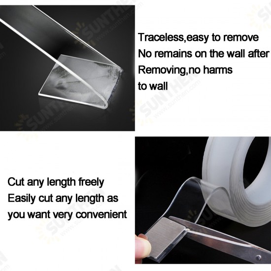 3M Double Sided Tape Adhesive Traceless Clear Washable Removable Super Sticky