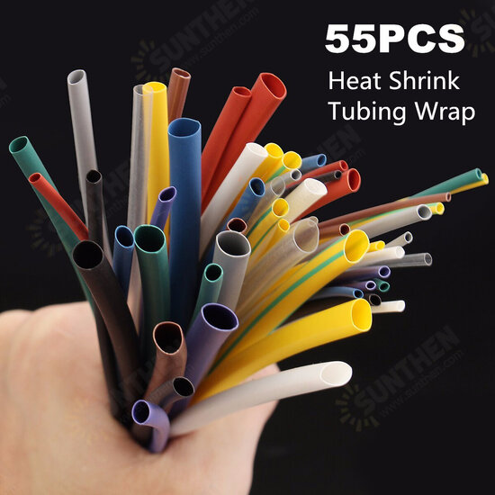 55Pcs Heat Shrink Shrinking Tubing Tube Wire Wrap Cable Sleeve Kit Set