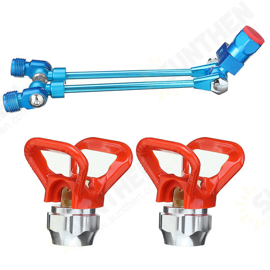 Double Head Spray Gun Regulator Paint Primer Metal Sprayer Gravity Feed Kit