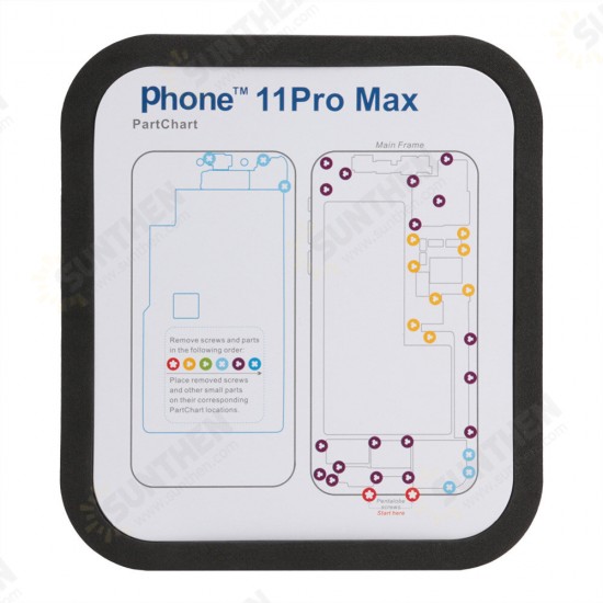 15 in 1 Guide Magnetic Screw Memory Mat Figure Positioning Pad for iPhone 8 / 8P X / XS / XS MAX / XRR / 11/11 PRO / 11 PRO MAX