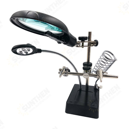 Magnifying Glasses Magnifier 2.5X Helping Hand LED Soldering Iron Stand Welding Repair Holder Tools Loupe