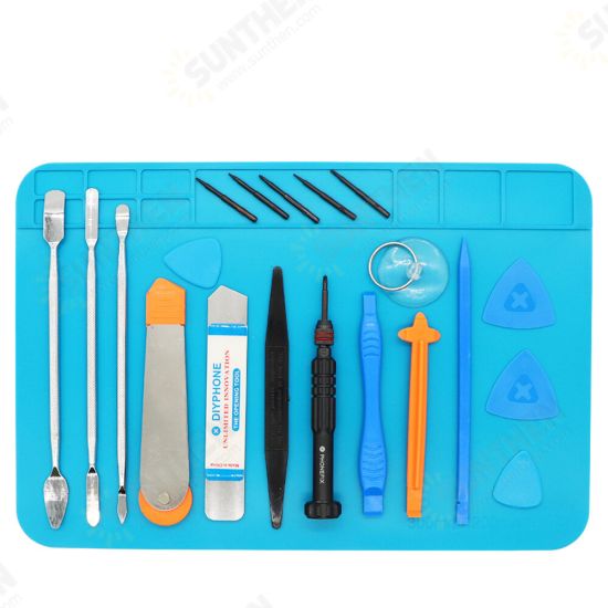 Mobile Phone Dismantling Tool 16 Pieces Set IPhhone Dismantling Battery Maintenance Screwdriver Combination Set Heat Insulation Pad