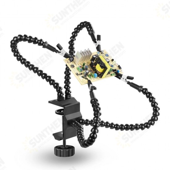 4Pcs Flexible Arms Soldering Helping Third Hand Tool Tabletop Clamp Welding Holder for PCB Board Repair Station Stand