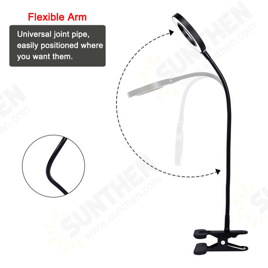 Flexible 5X USB 3 Colors Lamp Magnifier Clip-on Table Top Desk LED Reading Large Lens Illuminated Magnifying Glass Flexible 5X USB 3 Colors Lamp Magnifier Clip-on Table Top Desk LED Reading Large Lens Illuminated Magnifying Glass