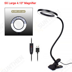 Flexible 5X USB 3 Colors Lamp Magnifier Clip-on Table Top Desk LED Reading Large Lens Illuminated Magnifying Glass Flexible 5X USB 3 Colors Lamp Magnifier Clip-on Table Top Desk LED Reading Large Lens Illuminated Magnifying Glass