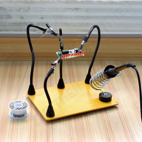 Magnetic Base Soldering Welding Third Hand PCB Holder with 3X LED Illuminated Magnifier Lamp Welding Tool Kit