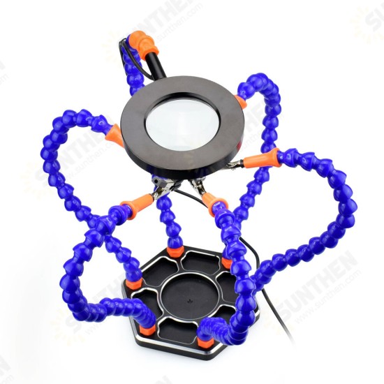 Soldering PCB Holder Tool Six Arms Helping Hands Third Hand Crafts Repair Helping Welding Station USB LED Magnifier Soldering PCB Holder Tool Six Arms Helping Hands Third Hand Crafts Repair Helping Welding Station USB LED Magnifier