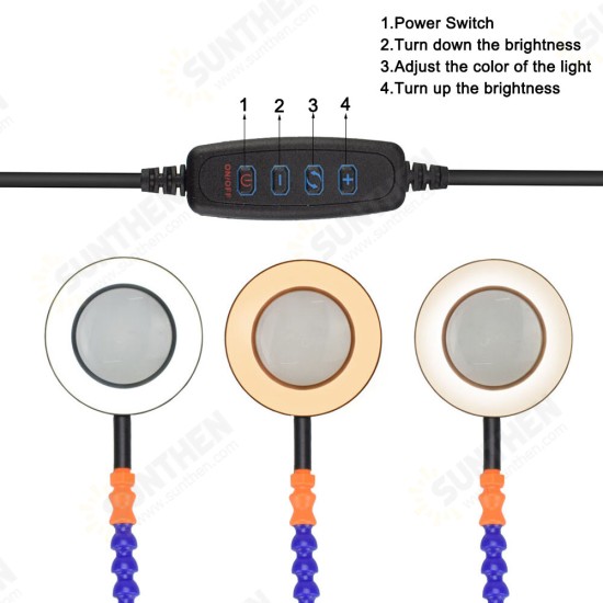 Soldering PCB Holder Tool Six Arms Helping Hands Third Hand Crafts Repair Helping Welding Station USB LED Magnifier