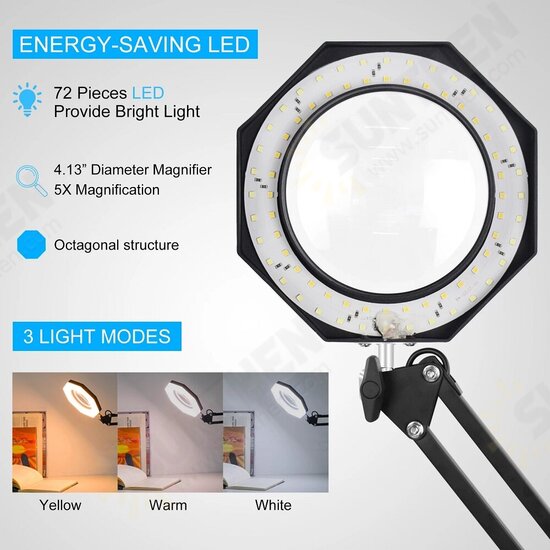 USB 5X Folding Magnifier Table Clamp Soldering Third Hand Tool 3 Colors LED Illuminated Lamp Magnifying Glass USB 5X Folding Magnifier Table Clamp Soldering Third Hand Tool 3 Colors LED Illuminated Lamp Magnifying Glass