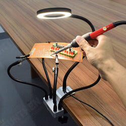 USB LED 3X Magnifier PCB Fixture Bench Vise Table Clamp Soldering Helping Hand Soldering Station Third Hand Tool with 5Pcs Flexible Arms USB LED 3X Magnifier PCB Fixture Bench Vise Table Clamp Soldering Helping Hand Soldering Station Third Hand Tool with 5Pcs Flexible Arms
