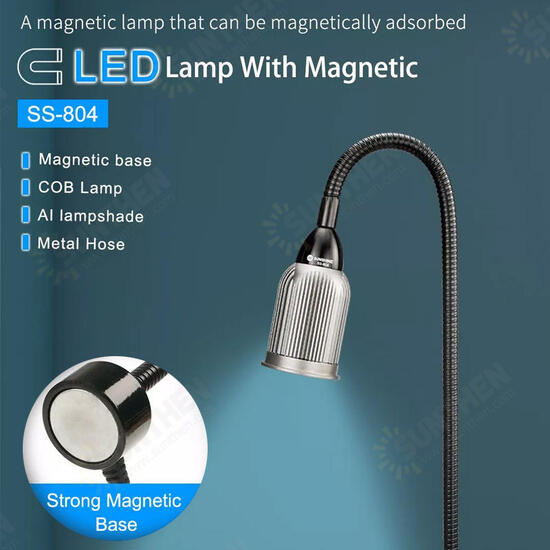 SS-804 Magnetic LED Desk Lamp Magnet Base COB Wick Lamp Aluminum Lampshade Universal Magnetically Adsorbed