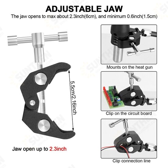 Soldering Third Hand Tool PCB Fixture Clips Hot Air Gun Stand Rework Station Tool Helping Hands with Magnetic Base