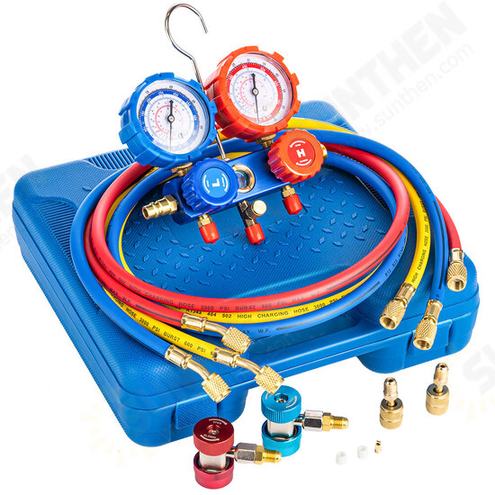 TS-VP1&VP2 3-Way AC Diagnostic Manifold Gauge Set Fits R12/22 R134A R410A Refrigerants for Diagnostic Check Recovery Evacuation Work Manifold Gauge