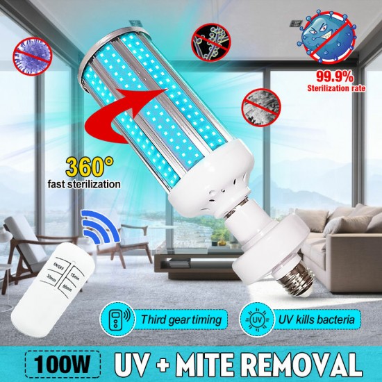 100W UV Germicidal Sterilizer Lamp LED UVC E27 Home Disinfection Light Bulb