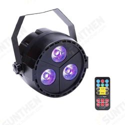 12W 3 LED RGB+UV Remote DMX Control Stage Par Light for Christmas Party DJ Disco AC110-240V