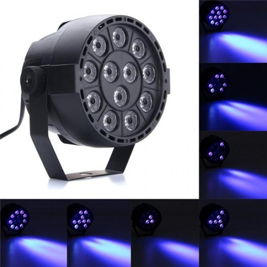 12W UV 12 LED Black Auto Sound Active Par Stage Light DMX512 for Disco Club Bar DJ Show AC110-240V