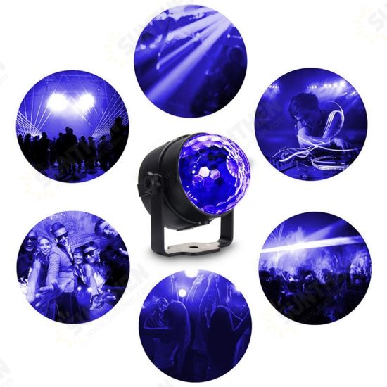 3W UV Purple LED Stage Light Self-propelled/Voice-activated/Flashing Crystal Ball Party Disco Club