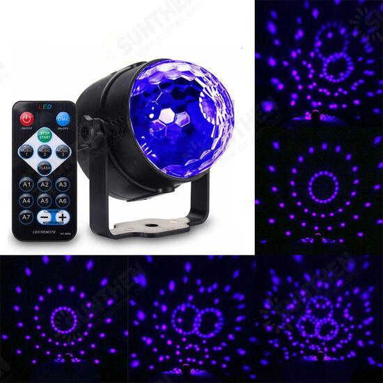 3W UV Purple LED Stage Light Self-propelled/Voice-activated/Flashing Crystal Ball Party Disco Club