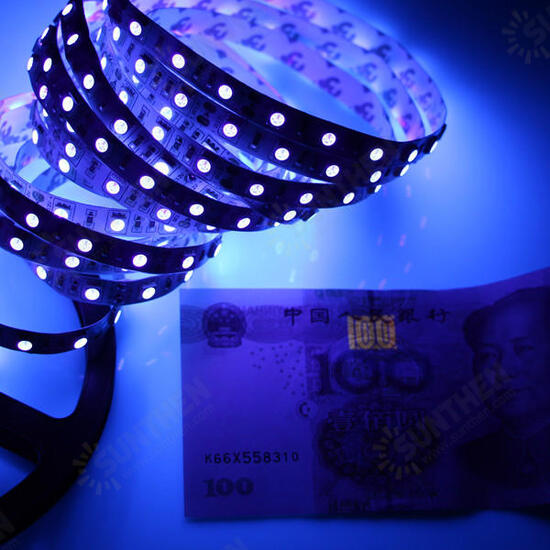 5M UV SMD2835 395-405NM Purple 300 LED Waterproof Strip Light + DC Connector + Power Supply 12V 5M UV SMD2835 395-405NM Purple 300 LED Waterproof Strip Light + DC Connector + Power Supply 12V