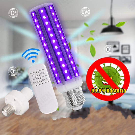 Disinfection UV Lamp 30W E27 LED Bulb Ultraviolet Bacteria Cleaner Corn Light with 110V/220V Remote Control