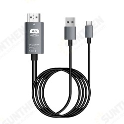 Type-C to HDMI HD Converter Cable 4K30Hz TV Display Dongle USB Charging 1.8m Video Data Cable for TV Projector Computer Type-C to HDMI HD Converter Cable 4K30Hz TV Display Dongle USB Charging 1.8m Video Data Cable for TV Projector Computer