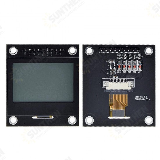 12864 LCD Display Screen 12864-03A Module Serial Port Dot Matrix SPI with Iron Frame