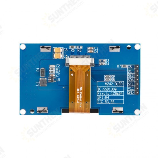 2.42 inch 7PIN OLED Display LCD Screen Module Resolution 128*64 SPI/IIC Interface SSD1309 Driver