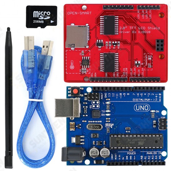 2.8 inch TFT LCD Display Shield + UNO R3 Board with TF Card Touch Pen USB Cable Kit For UNO Mega2560 Leonardo