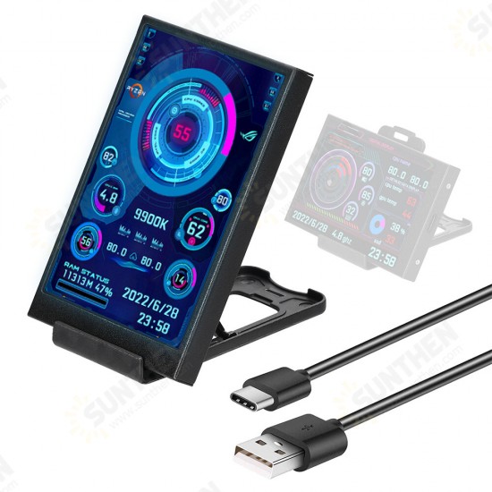 3.5 Inch Black IPS Type-C Secondary Screen CPU GPU RAM HDD Computer Monitoring USB Connection with Freely AIDA64 Mini Monitor