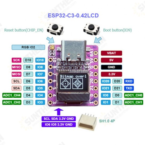 ESP32 C3 0.42 inch LCD Development Board RISC-V WiFi Bluetooth Arduino/Micropython