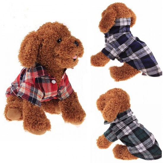 100% Cotton Pet Dog Plaid Stripe T-Shirt Puppy Vest Coats For Small Dog Clothes Classical Style