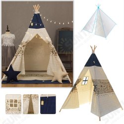 120 x 120 x 160cm Children Game Tent Foldable White and Blue Ribbon Pattern Teepee 120 x 120 x 160cm Children Game Tent Foldable White and Blue Ribbon Pattern Teepee
