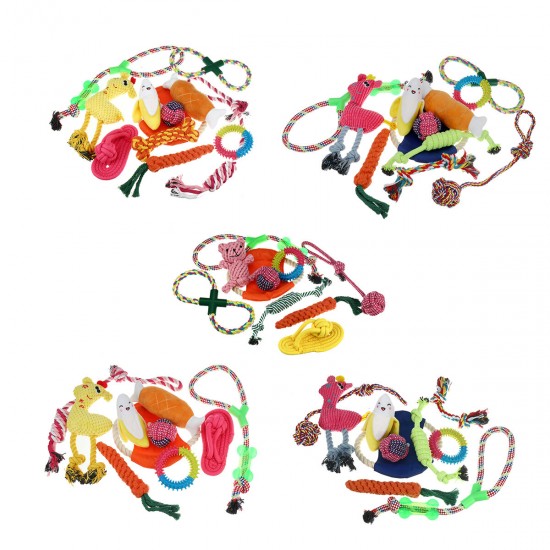 12x Assorted Dog Puppy Pet Toys Ropes Chew Ball Knot Training Play Bundle Cotton