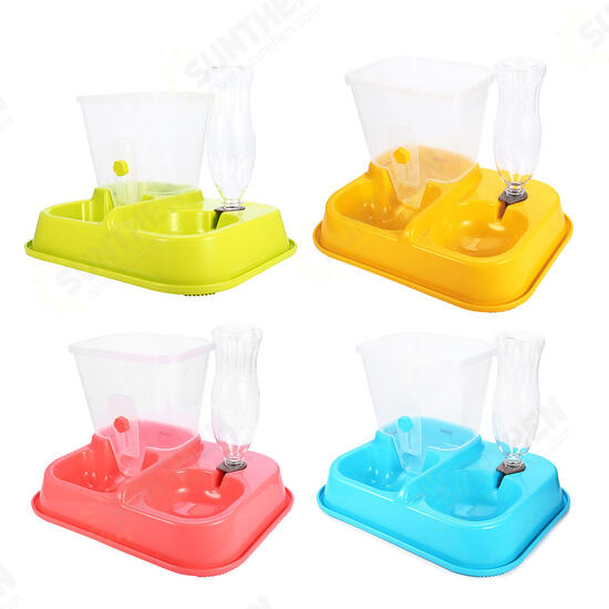 2 in 1 Automatic Pet Food Drink Dispenser Dog Cat Feeder Water Station Bowl Dish Beverage Dispenser